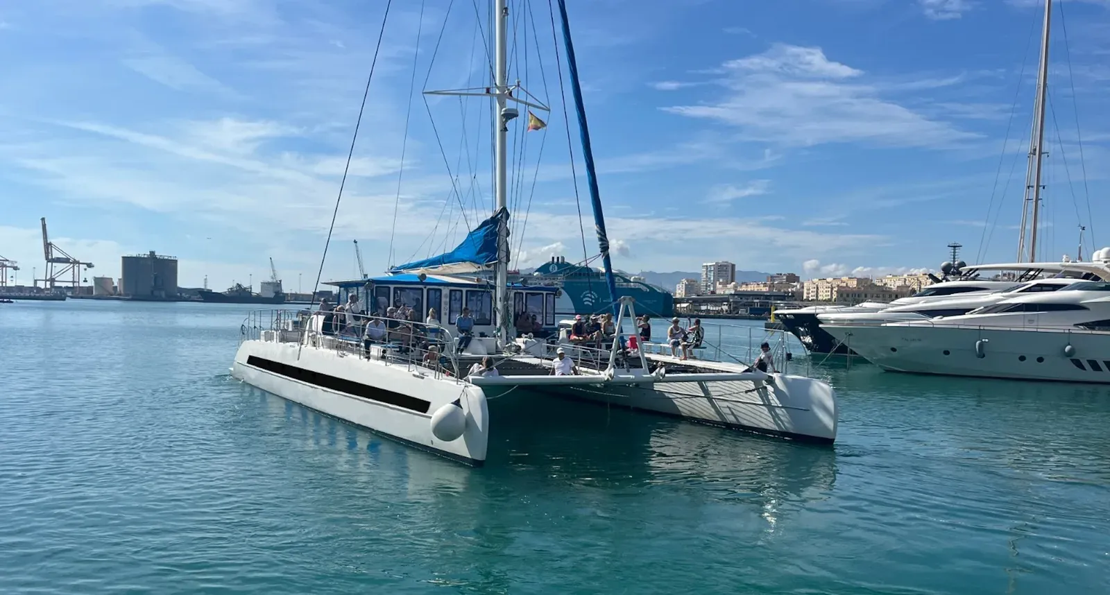 Large catamaran hire Barcelona - Big Space event boat at Port Olímpic with up to 125 guests
